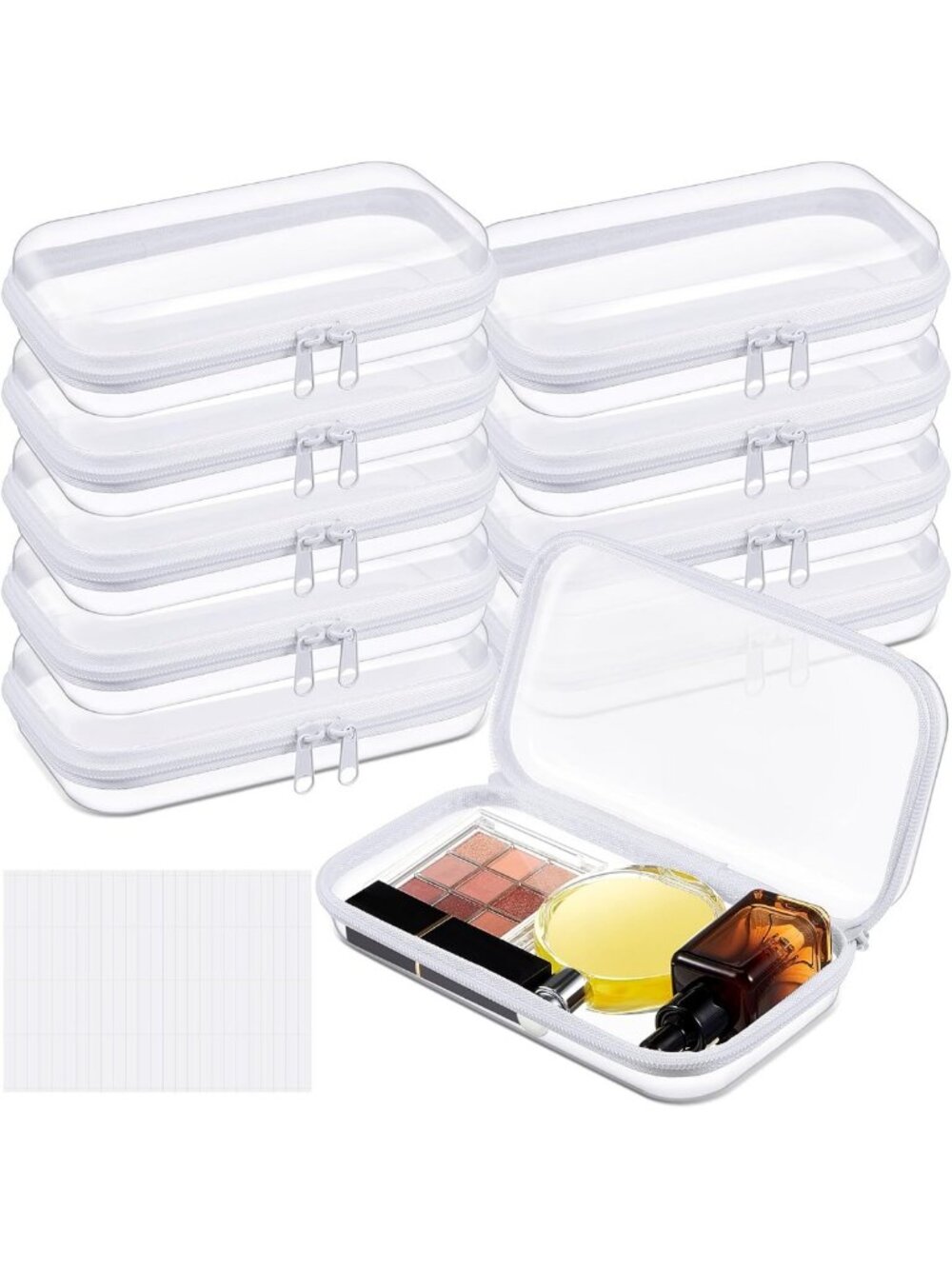 10 Pack Clear Hard Zipper Cases - Durable Pouches for Organizing Essentials